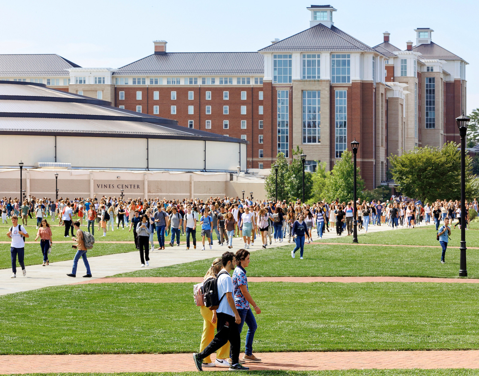 Liberty University learners walking on location